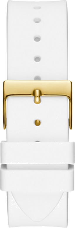 Montre Femme Guess GW0118L5 Venus - Boîtier Or, Cadran Blanc à Cristaux, Bracelet Silicone Blanc vue 3