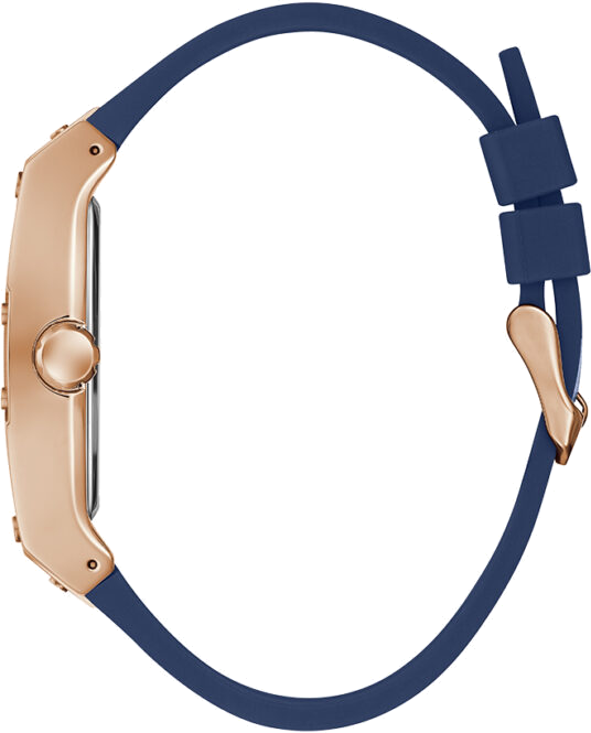 Montre Guess Phoenix GW0202G4 Homme - Boîtier Or Rose, Cadran et Bracelet Silicone Bleu vue 2