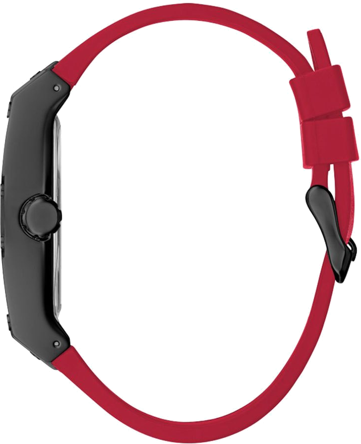 Montre Guess Phoenix GW0202G7 pour Homme - Cadran noir tonneau 43mm, bracelet silicone noir et rouge vue 2