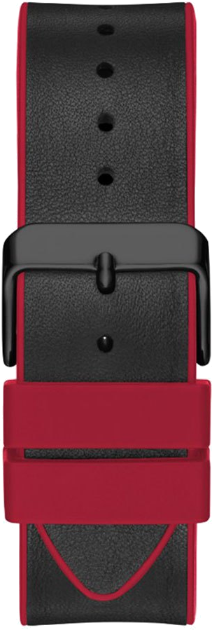 Montre Guess Phoenix GW0202G7 pour Homme - Cadran noir tonneau 43mm, bracelet silicone noir et rouge vue 3