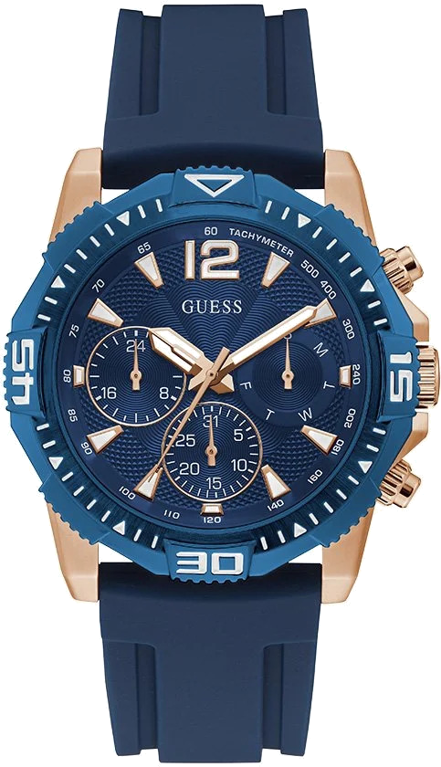 Montre Homme Guess GW0211G4 - Cadran et bracelet silicone bleu - Multifonctions