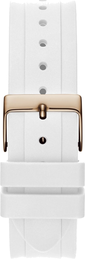 Montre Guess Moonlight GW0257L2 pour Femme - Boîtier Or Rose Strass, Bracelet Silicone Blanc vue 3