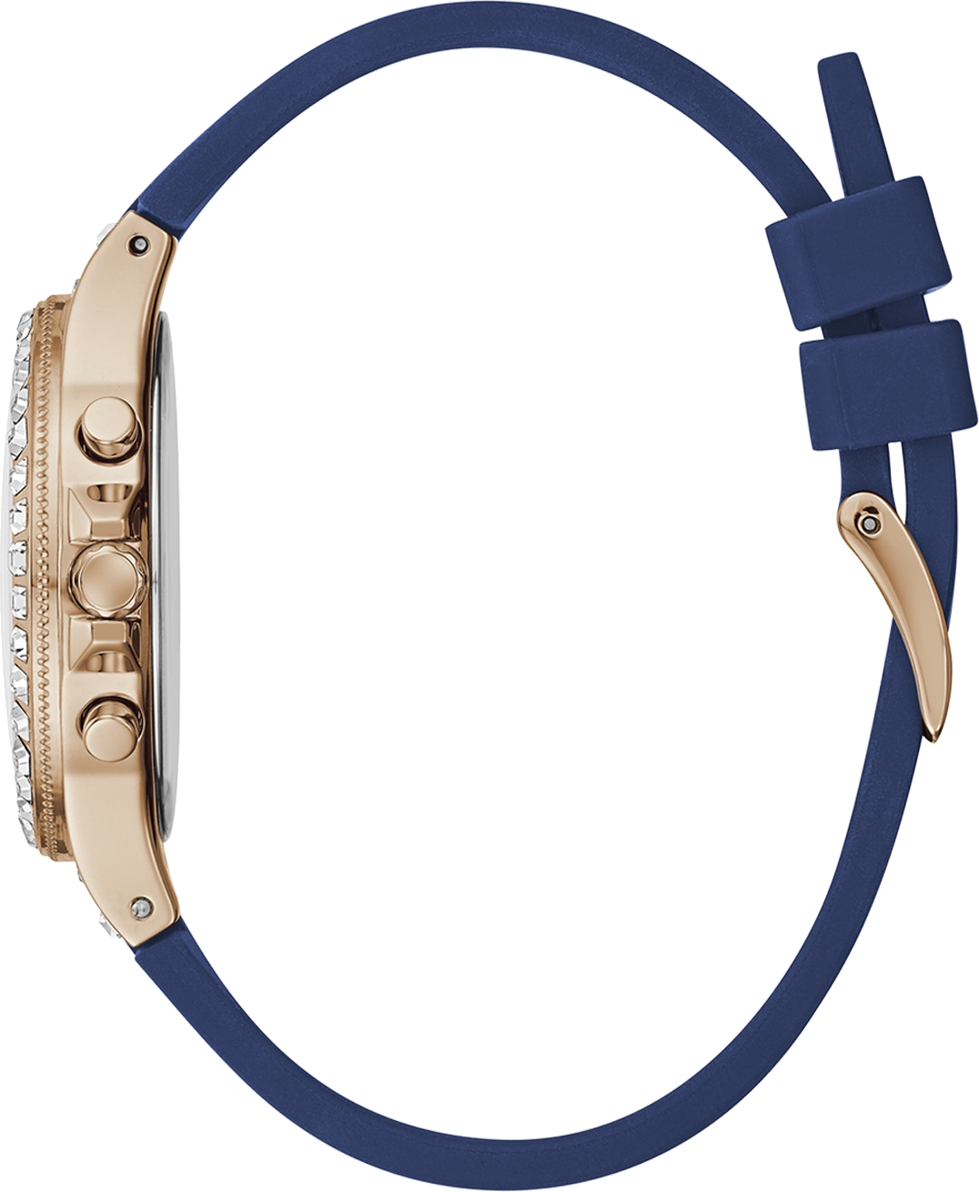 Montre Femme Guess GW0257L3 Moonlight - Cadran Blanc, Boîtier Or Rose, Bracelet Silicone Bleu vue 2