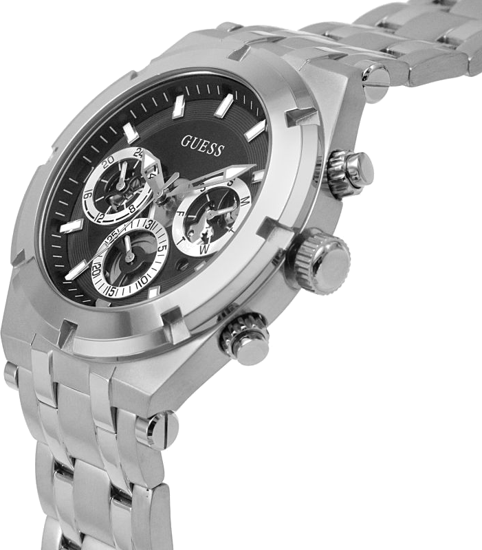 Montre Guess GW0260G1 Continental Acier Argent et Cadran Noir Multifonction vue 3