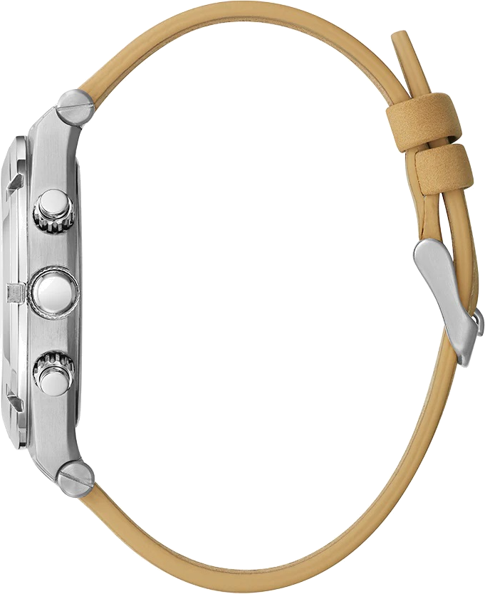 Montre Homme Guess GW0262G1 Boîtier Argenté, Cadran Noir Multifonction, Bracelet Cuir Marron vue 2