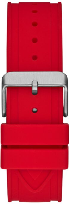 Montre Homme Guess GW0263G3 - Boîtier argenté, cadran noir, bracelet silicone rouge vue 3
