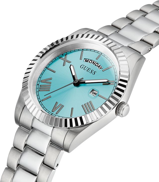 Montre Homme Guess Connoisseur GW0265G11 - Cadran Turquoise, Bracelet Acier Argent vue 3