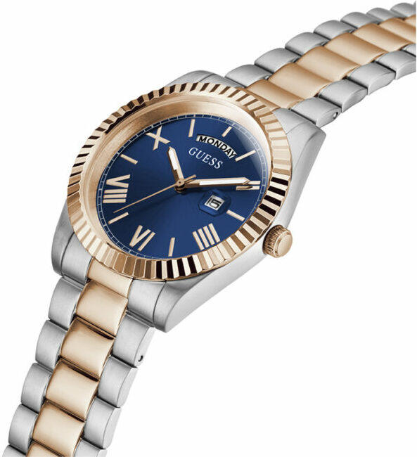 Montre Homme Guess Connoisseur GW0265G12 - Cadran Bleu, Bracelet Acier Bicolore Argent/Or Rose vue 2