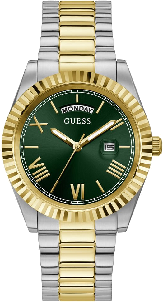 Montre Homme Guess Connoisseur GW0265G8 - Cadran Vert - Bracelet Acier Bicolore Argent/Or