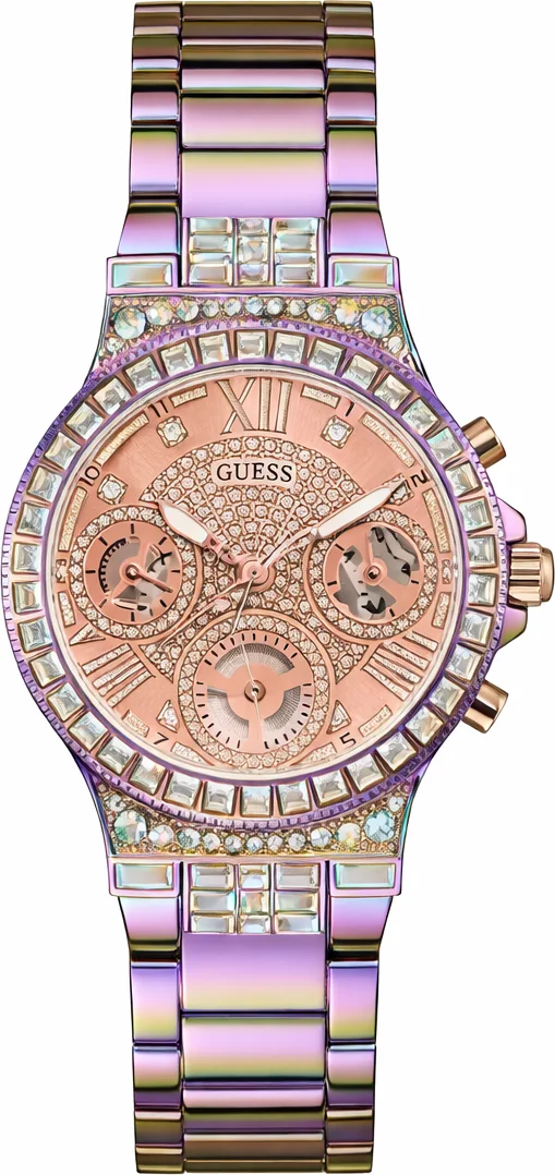 Montre Femme Guess Moonlight GW0320L4 bracelet acier arc-en-ciel boitier orné de strass