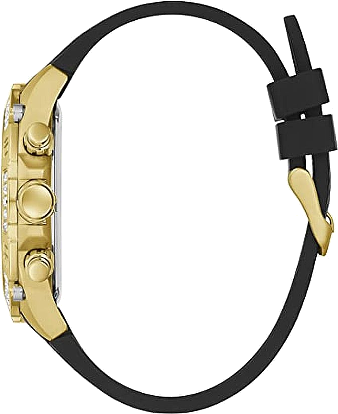 Montre Homme Guess GW0333G2 Boîtier Or, Cadran Squelette Noir, Bracelet Silicone vue 2