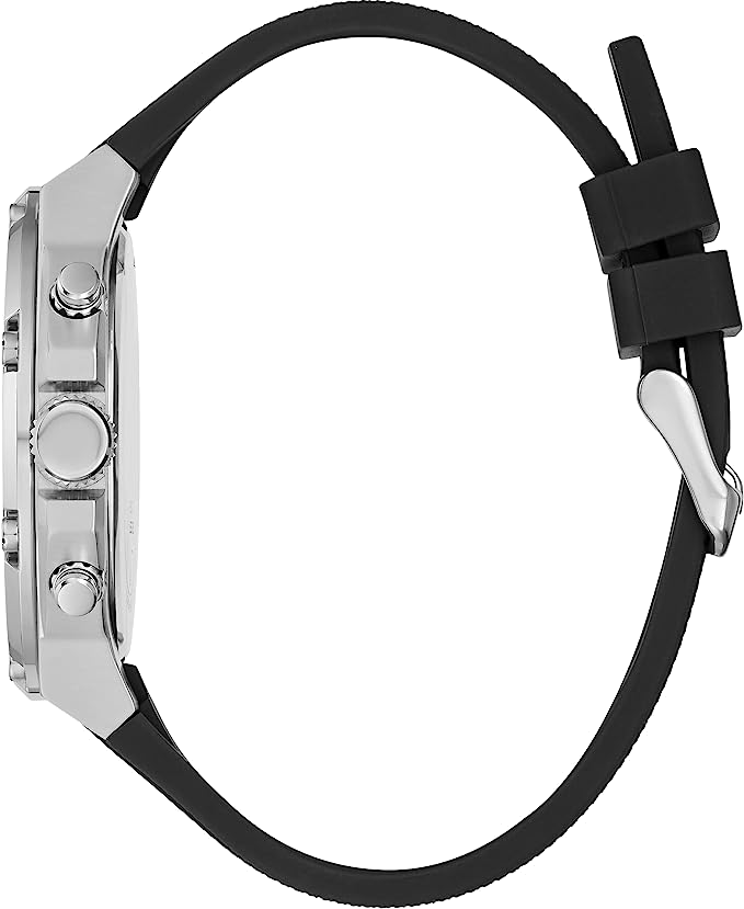 Montre Homme Guess Third Gear GW0334G1 bracelet silicone noir cadran multifonction vue 2