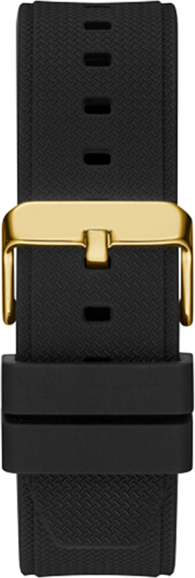 Montre Homme Guess Third Gear GW0334G2 bracelet silicone noir boitier acier doré vue 3