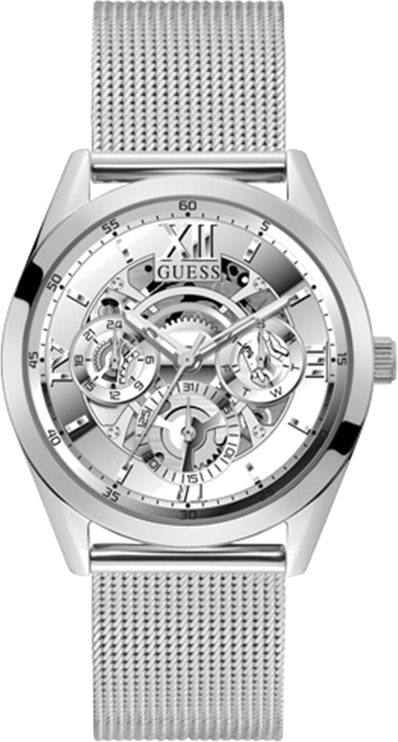 Montre Homme Guess GW0368G1 Tailor Cadran Argent Acier Maille Milanaise