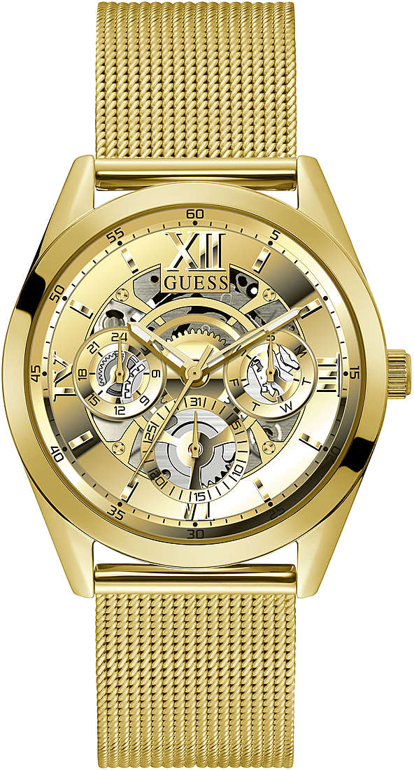 Montre Homme Guess Tailor GW0368G2 en acier doré avec bracelet maille milanaise