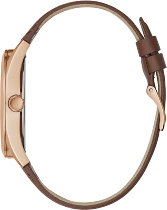 Montre Guess Homme GW0389G3 - Cadran Bleu Nuit, Boîtier Or et Bracelet Cuir Marron vue 2