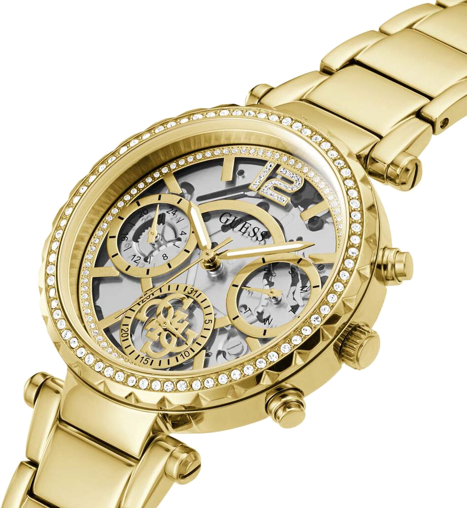 Montre Femme Guess Solstice GW0403L2 en Acier Doré avec Cadran Squelette vue 2