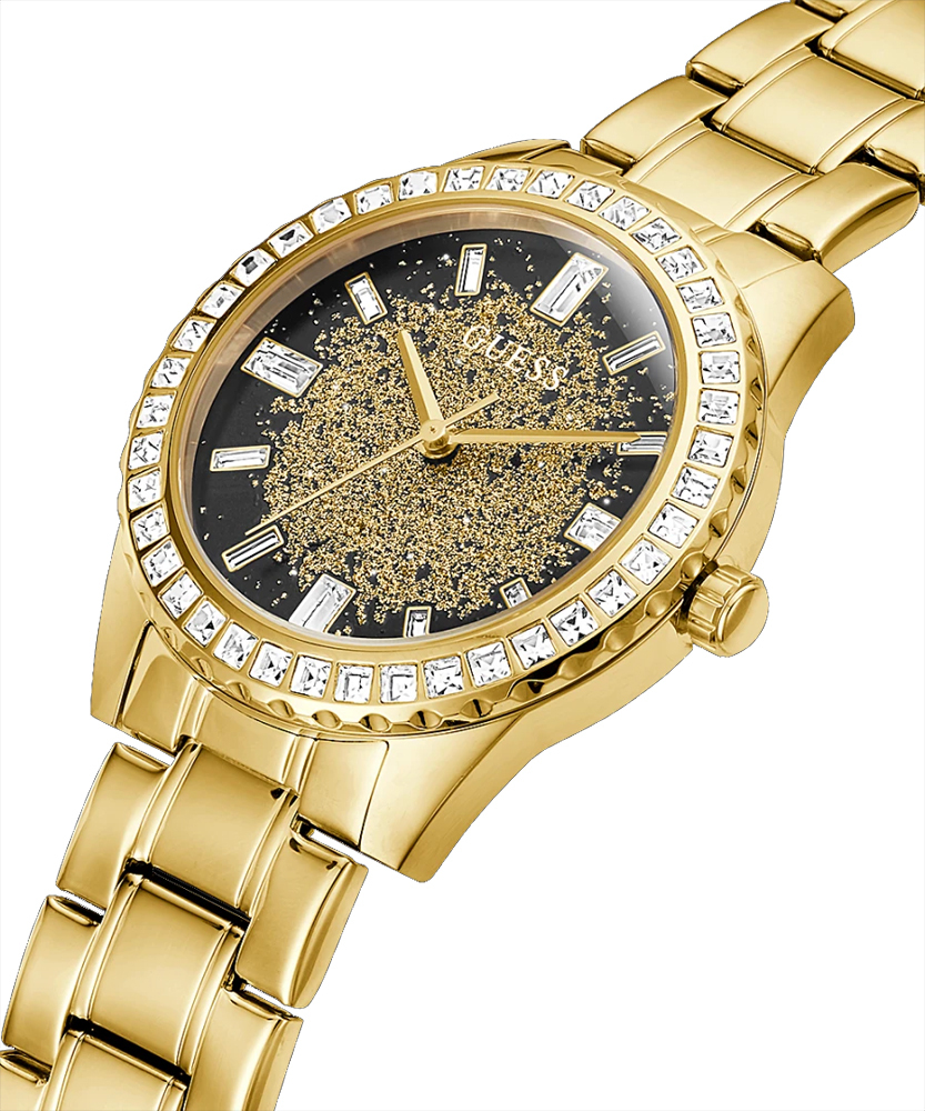 Montre Guess Femme GW0405L2 Cadran Pailleté Cristaux - Bracelet Acier Doré vue 2