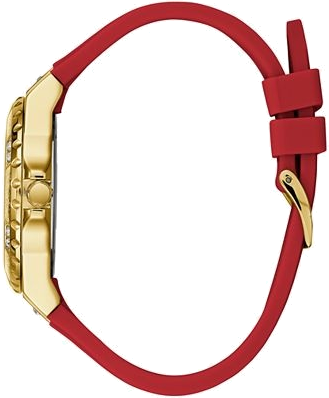 Montre Femme Guess GW0431L1 Glitz - Cadran Blanc, Boîtier Or, Bracelet Silicone Rouge vue 2