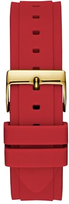 Montre Femme Guess GW0431L1 Glitz - Cadran Blanc, Boîtier Or, Bracelet Silicone Rouge vue 3