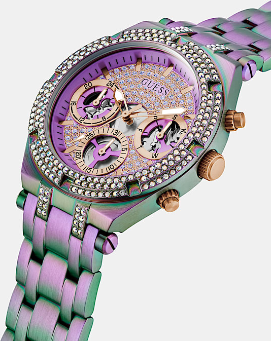 Montre Guess GW0440L3 Heiress Rainbow bracelet acier violet multicolore vue 2