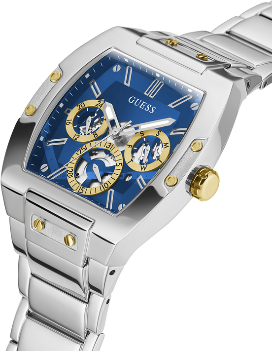 Montre Homme Guess Phoenix GW0456G5 - Cadran bleu, bracelet acier argent, multifonction vue 3