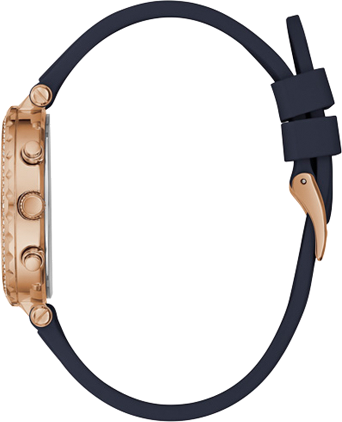 Montre Femme Guess GW0484L2 Squelette, Boîtier Or Rose, Bracelet Silicone Noir vue 2