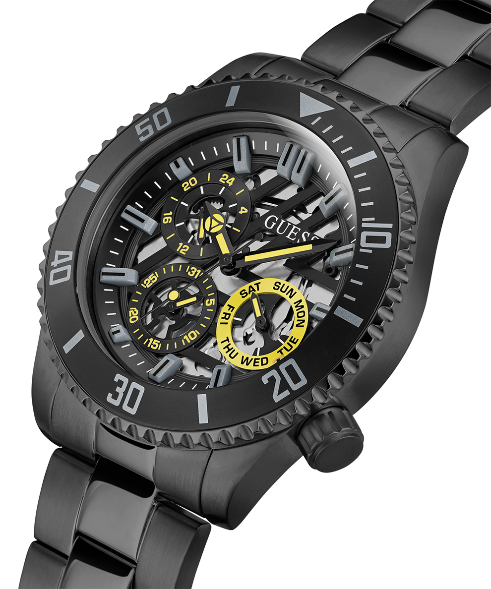 Montre Guess Axle GW0488G3 pour Homme - Boîtier et bracelet acier noir 45mm vue 2