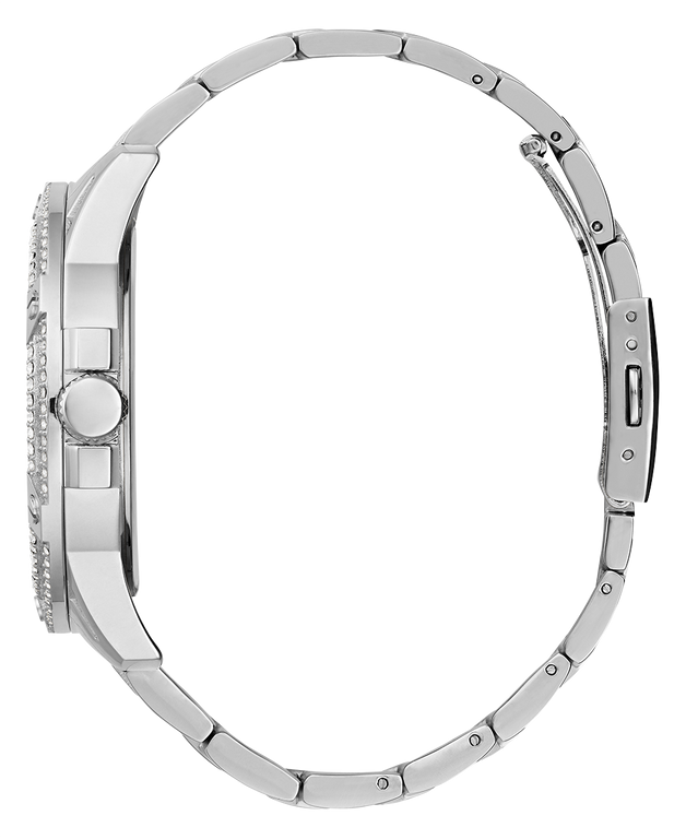 Montre Homme Guess King GW0497G1, boîtier acier argent orné de strass, bracelet acier vue 3