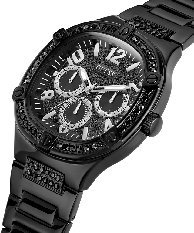 Montre Homme Guess Duke GW0576G3, boîtier et bracelet acier noir, cadran coussin multifonction vue 2