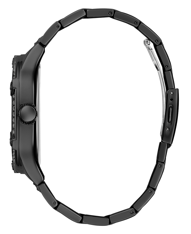 Montre Homme Guess Duke GW0576G3, boîtier et bracelet acier noir, cadran coussin multifonction vue 3