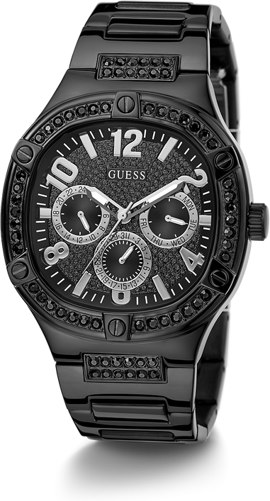 Montre Homme Guess Duke GW0576G3, boîtier et bracelet acier noir, cadran coussin multifonction vue 5