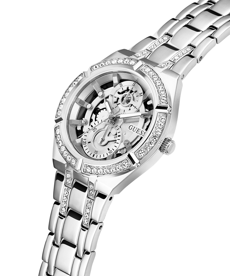 Montre Femme Guess Allara GW0604L1 Acier Argenté Cadran Squelette avec Cristaux Multifonctions vue 2