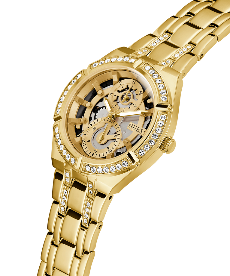 Montre Femme Guess Allara GW0604L2 - Cadran squelette doré multifonctions - Bracelet acier vue 2