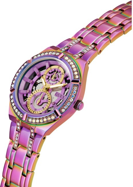 Montre Femme Guess Allara GW0604L4 - Bracelet Acier Arc-en-Ciel & Cadran Squelette à Cristaux vue 2