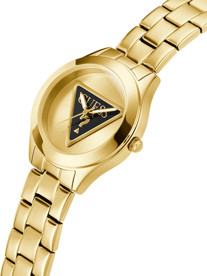 Montre Femme Guess GW0675L2 en Acier Doré PVD avec Cadran Logo Triangle Noir vue 2