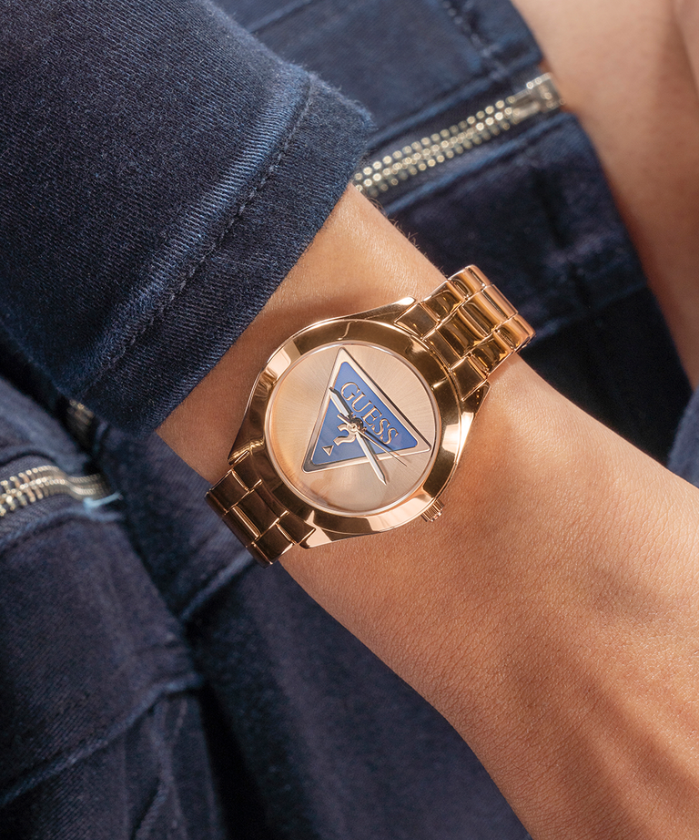 Montre Femme Guess GW0675L3 Acier Rose Gold Cadran Logo Bleu vue 5