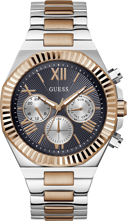 Montre Guess Homme GW0703G4 Equity Acier Bicolore Argent/Or Rose, Cadran Anthracite