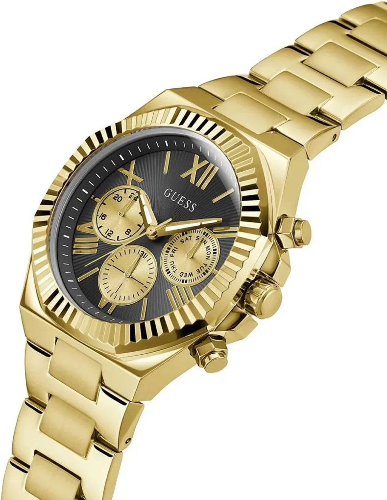 Montre Guess GW0703G5 pour Homme - Boîtier Acier Doré, Cadran Noir Multifonctions vue 2