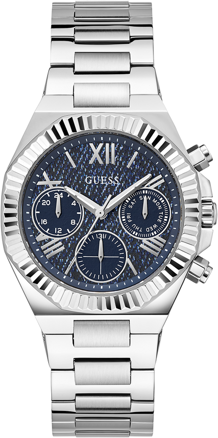 Montre Femme Guess GW0769L1 en Acier Argenté avec Cadran Bleu Denim