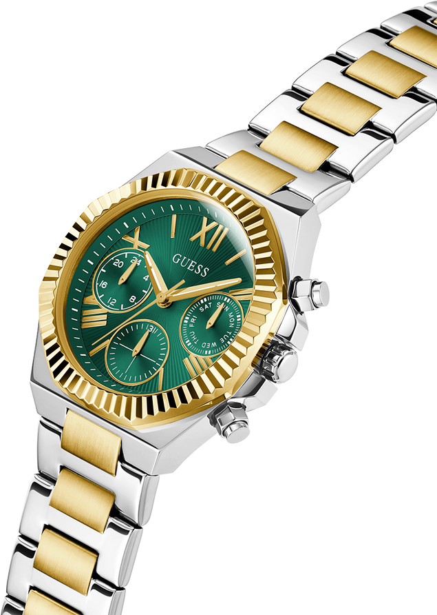 Montre Femme Guess Equality GW0769L4 Acier Bicolore Cadran Vert Multifonctions vue 2