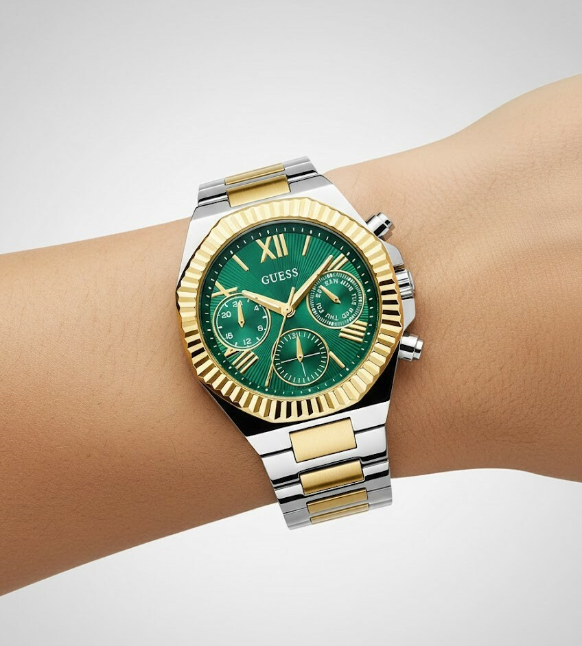 Montre Femme Guess Equality GW0769L4 Acier Bicolore Cadran Vert Multifonctions vue 5