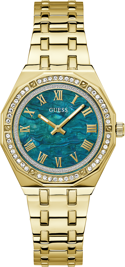 Montre Guess Desire GW0770L2 pour Femme, Cadran Vert Nacré, Bracelet Acier Doré