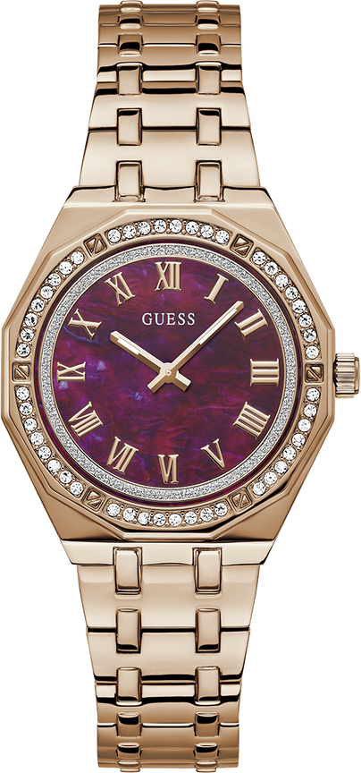 Montre Femme Guess Desire GW0770L3 bracelet acier or rose cadran rouge bordeaux nacre