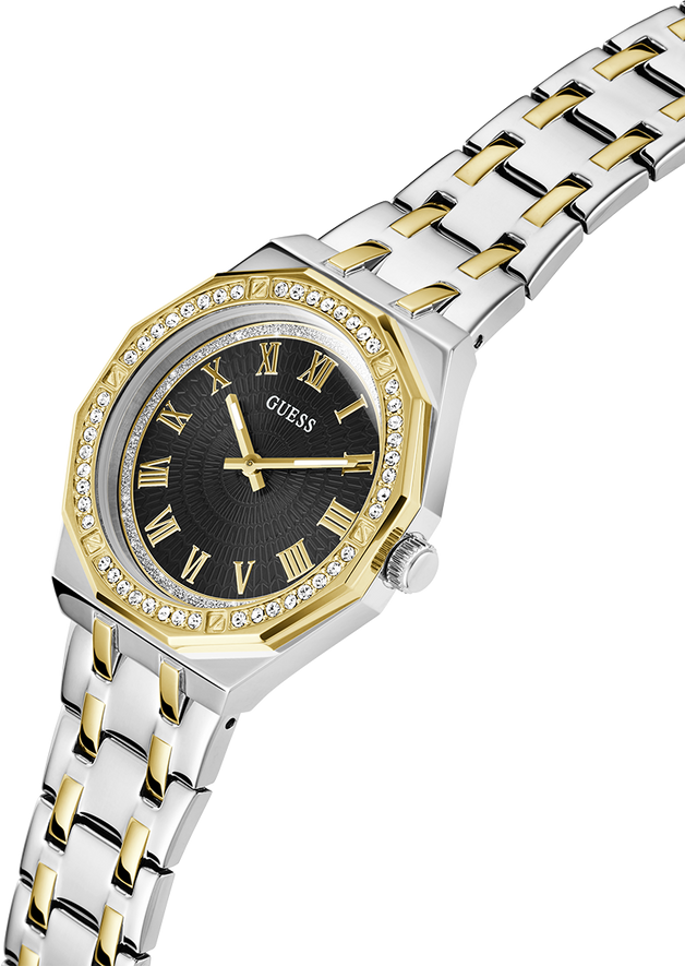 Montre Femme Guess GW0770L4 en Acier Bicolore Argent/Or, Cadran Noir Guilloché vue 2