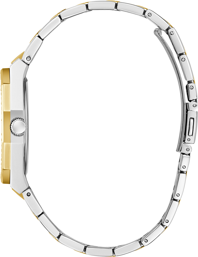 Montre Femme Guess GW0770L4 en Acier Bicolore Argent/Or, Cadran Noir Guilloché vue 3