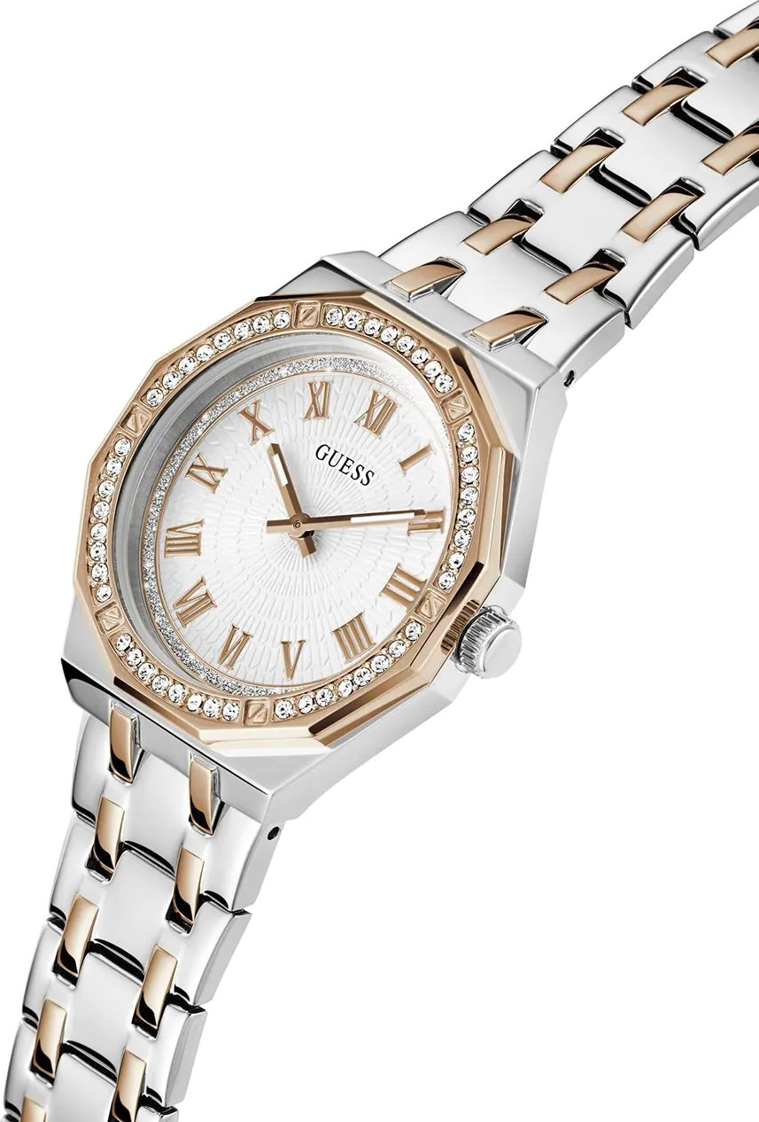 Montre Femme Guess GW0770L5 en Acier Bicolore Argent et Or Rose, Cadran Blanc Guilloché vue 2