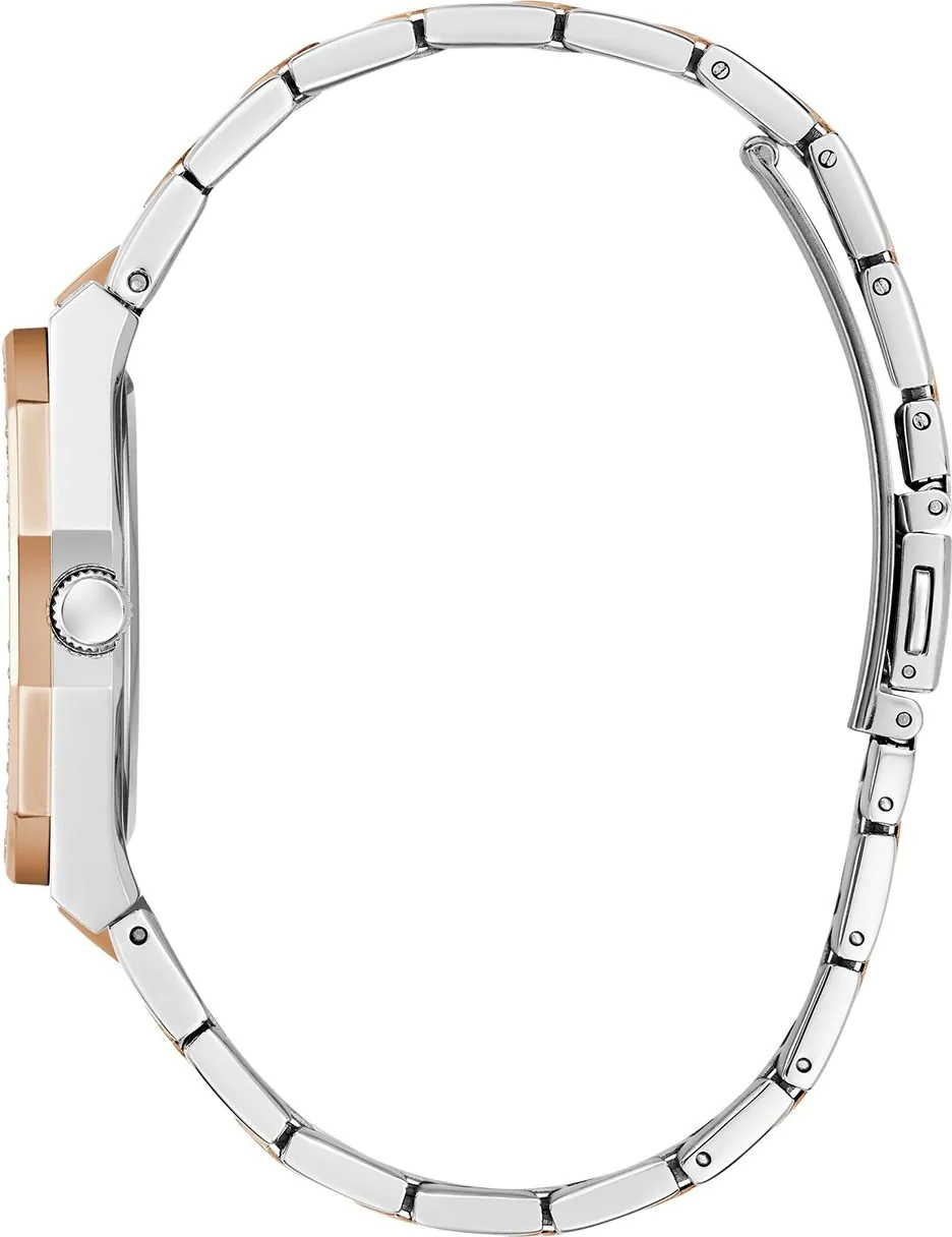 Montre Femme Guess GW0770L5 en Acier Bicolore Argent et Or Rose, Cadran Blanc Guilloché vue 4
