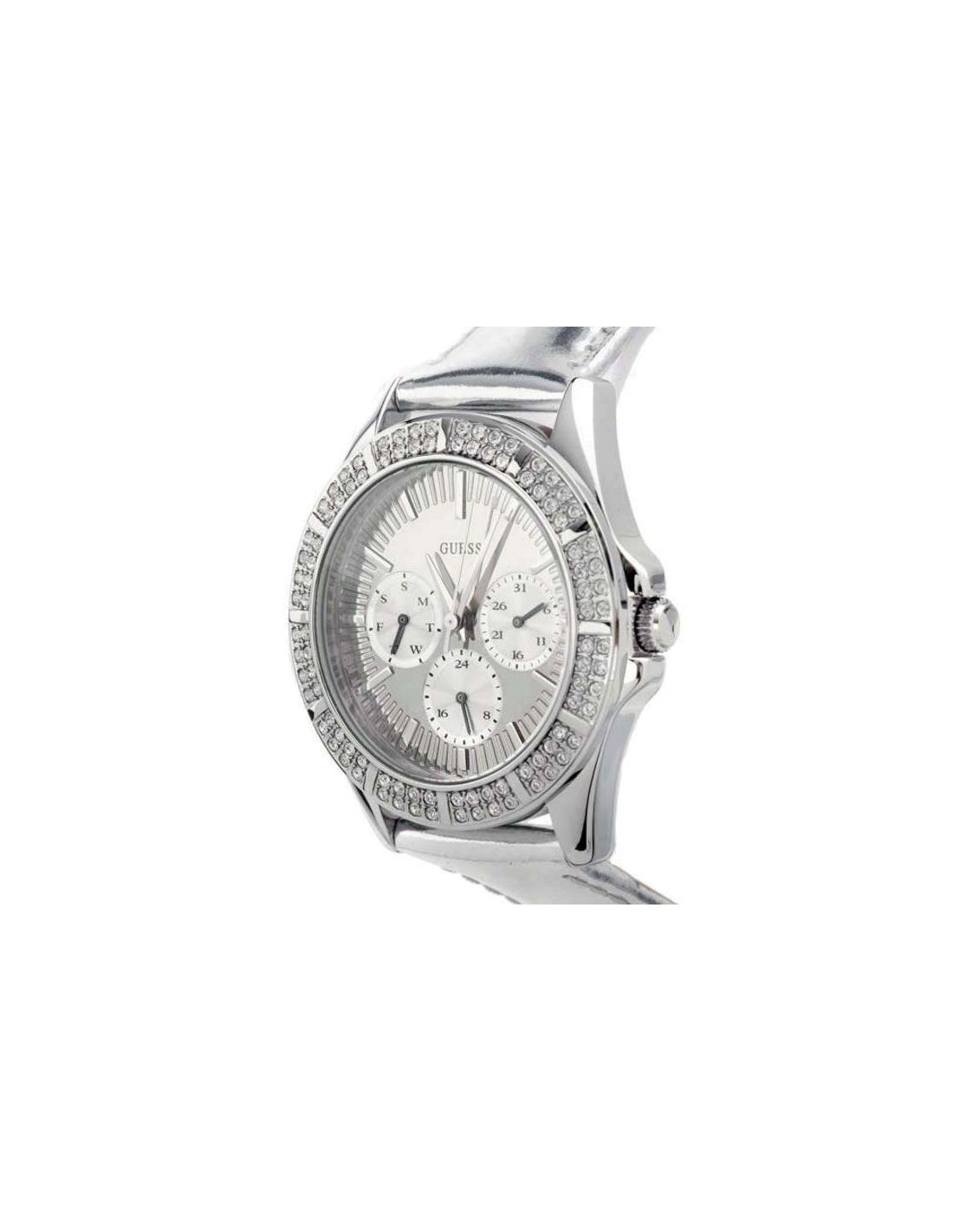 Montre Femme Guess U11517L1 Cadran Argent Bracelet Cuir Blanc vue 2