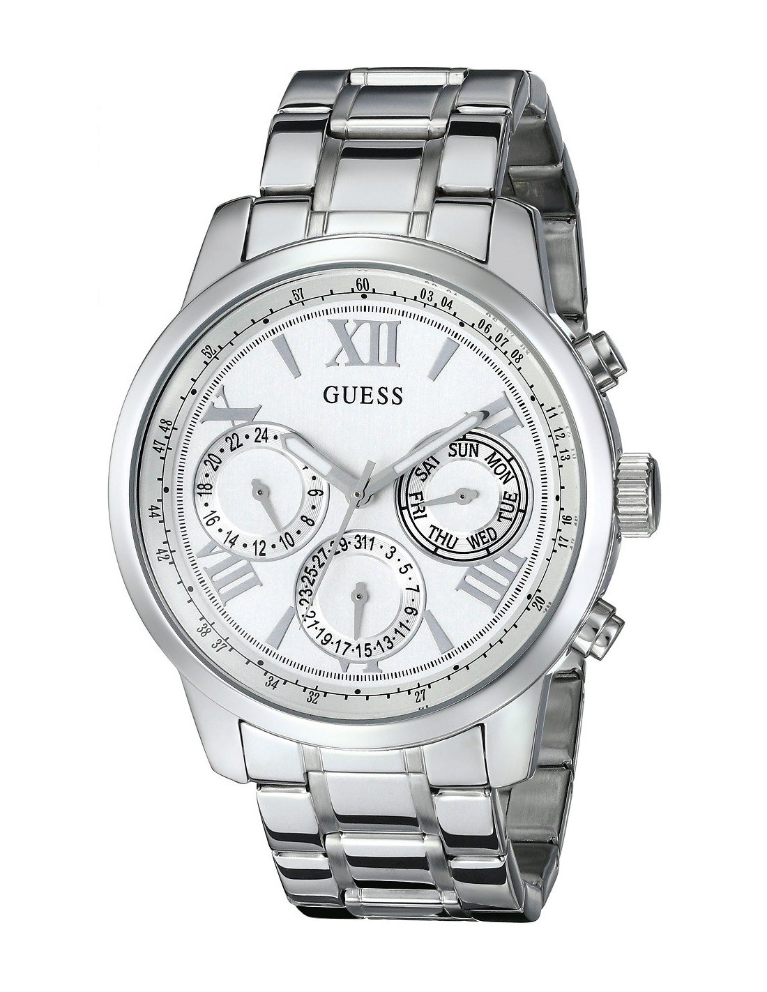 Montre Femme Guess Sporty W0330L3 Cadran et Bracelet Argent Acier